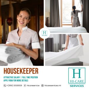 Housekeeper Needed For A Hotel In Malta