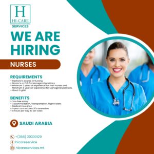 Nurse job in Saudi Arabia